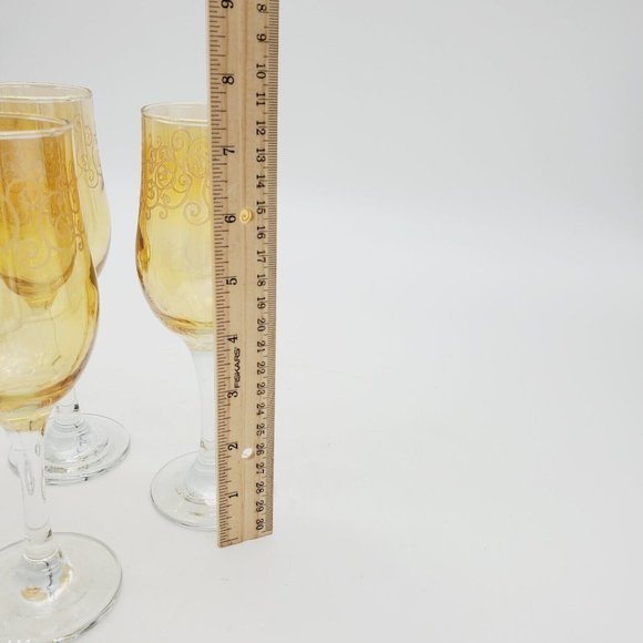 Cristalleria Fratelli Fumo Etched Crystal Wine Glasses IRIDESCENT ITALY Set 6 - Picture 5 of 6